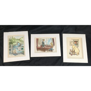 -Winnie The Pooh And Christopher Robin Art Prints Pictures matted